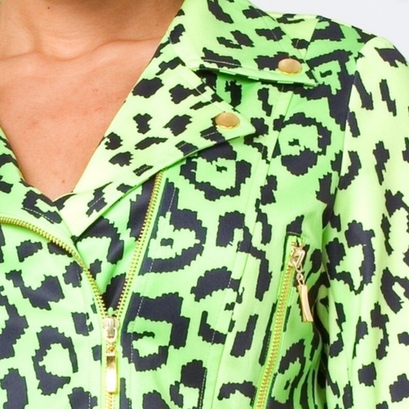 Neon Techno Leopard Crop Scuba Jacket - Picture 3 of 6
